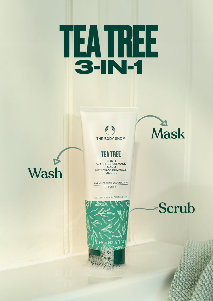 The Body Shop Tea Tree 3 IN 1 Wash Scrub Mask  Grab2Buy The Body Shop Grab2Buy