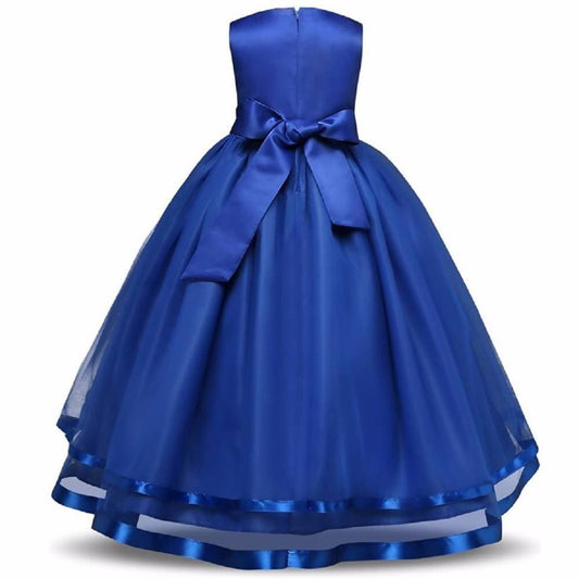 Asmaani Baby Girl's Royal Blue Color Satin A-Line Maxi Full Length Dress (AS-DRESS_22062) - Grab2buy