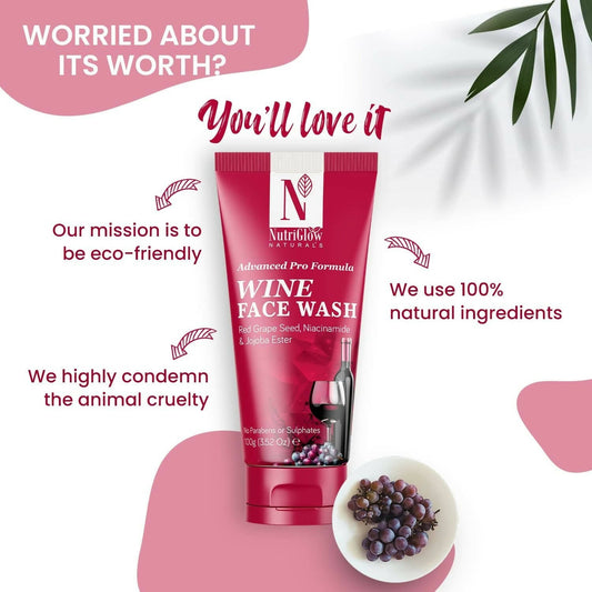 NutriGlow NATURAL'S Advanced Pro Formula Wine Face Wash - Grab2buy