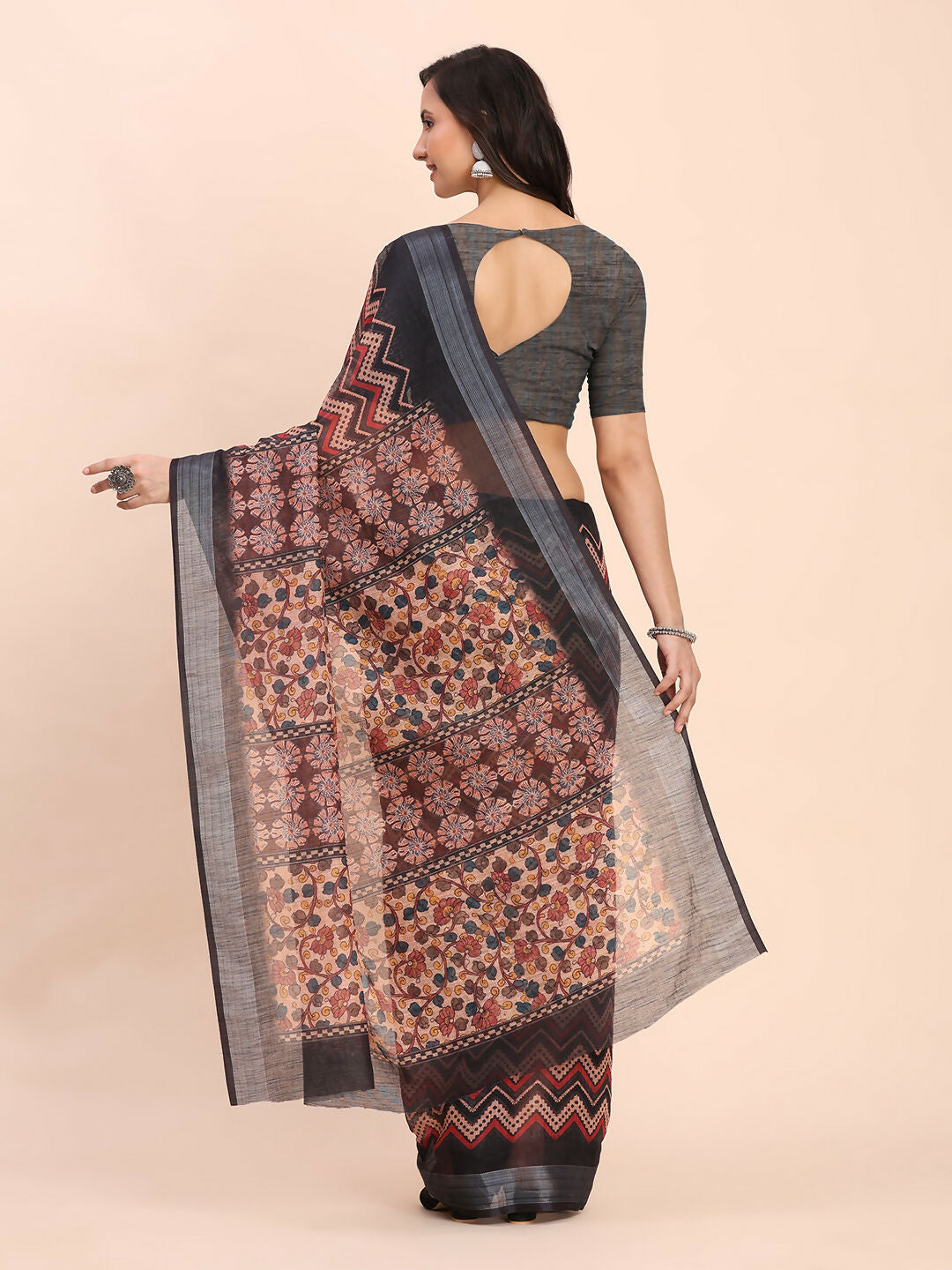 Shree Shyam Fashion Linen Cotton Black Saree