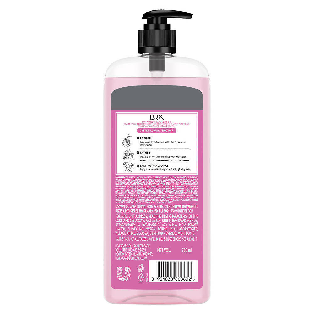 Lux Body Wash with French Rose Fragrance & Almond Oil 