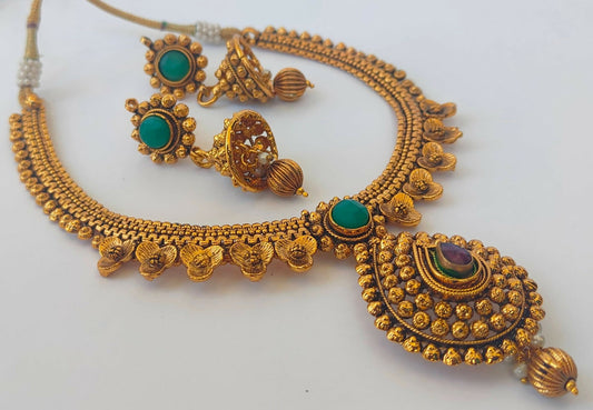 Multicolor Antique Necklace With Earrings - Grab2buy