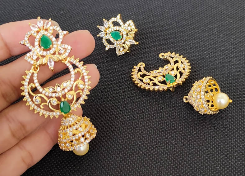 AD Emeralds Designer Jhumkas for brides