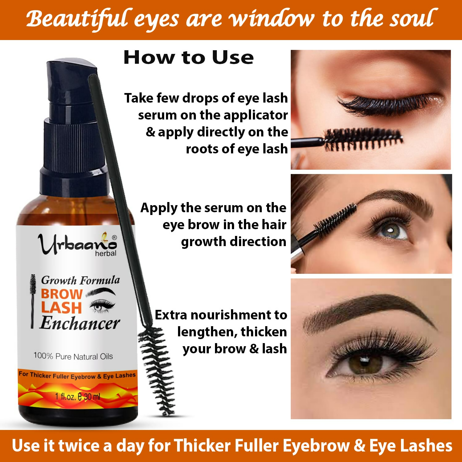 Urbaano Herbal Premium Eyebrow & Eyelash Growth Serum Oil  Grab2Buy Urbaano Herbal Grab2Buy