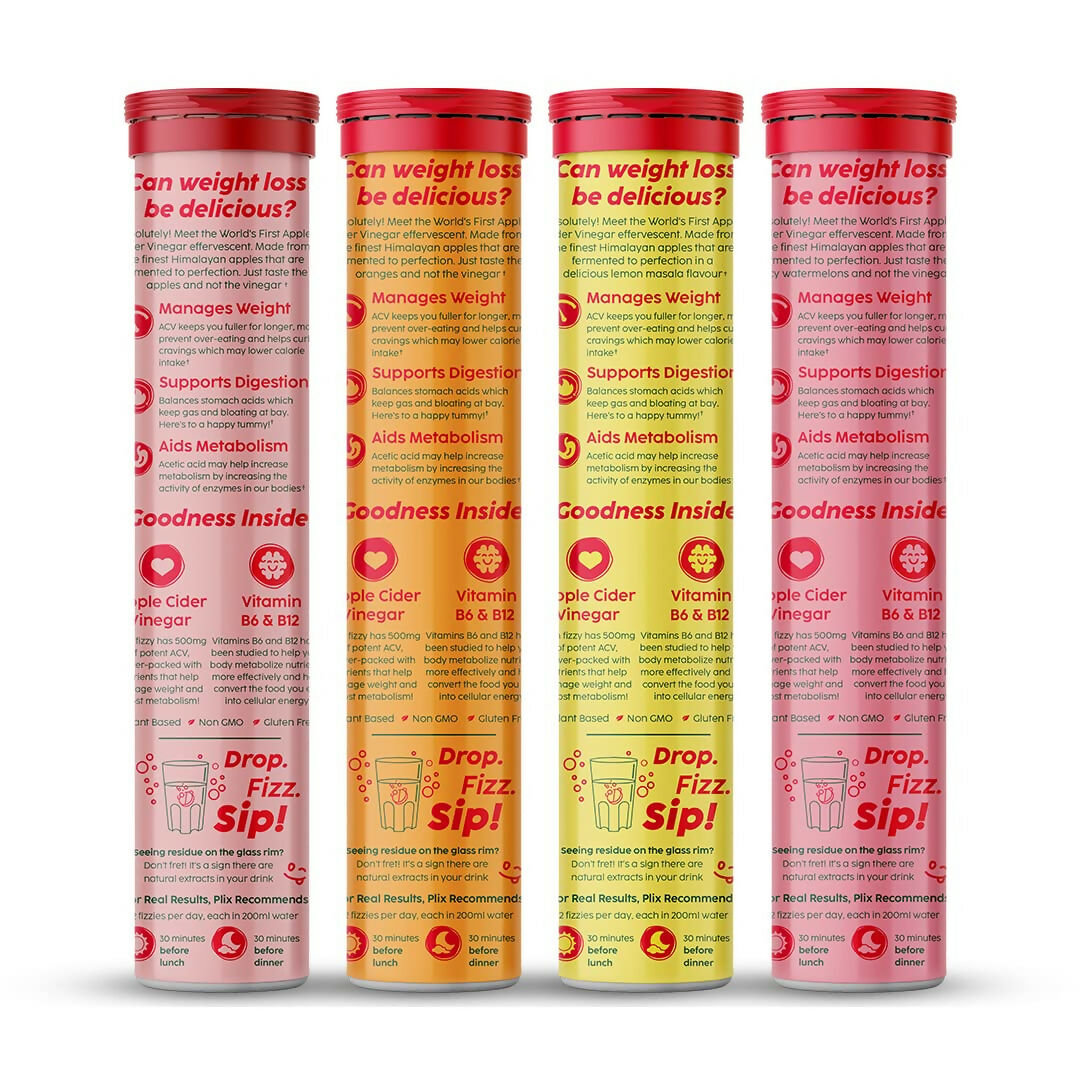 PLIX The Plant Fix Apple Cider Vinegar Effervescent Tablet with Mother - Multi Flavor 