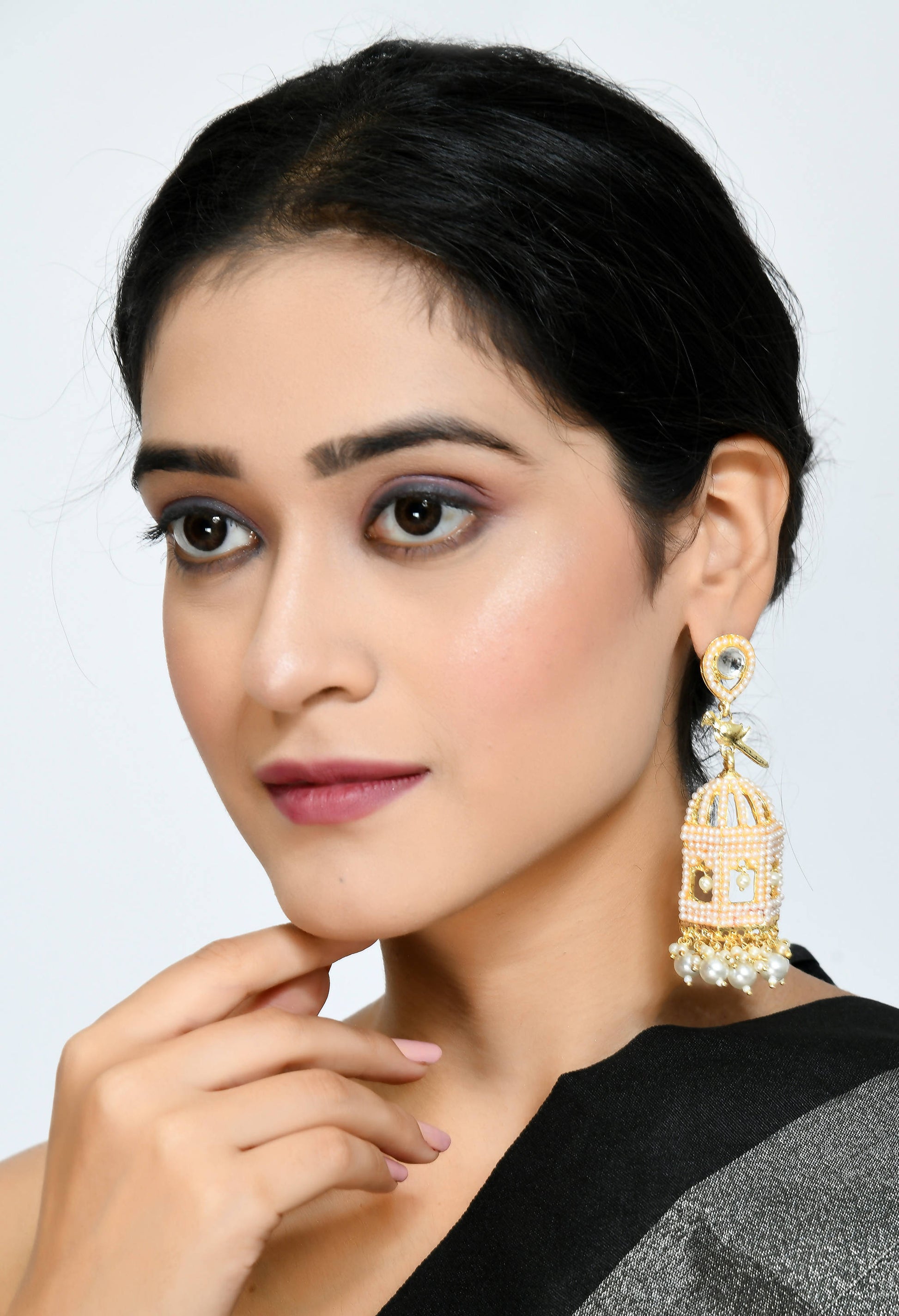 Mominos Fashion Johar Kamal Golden Color Bird Nest Earrings With Pearls - Grab2buy