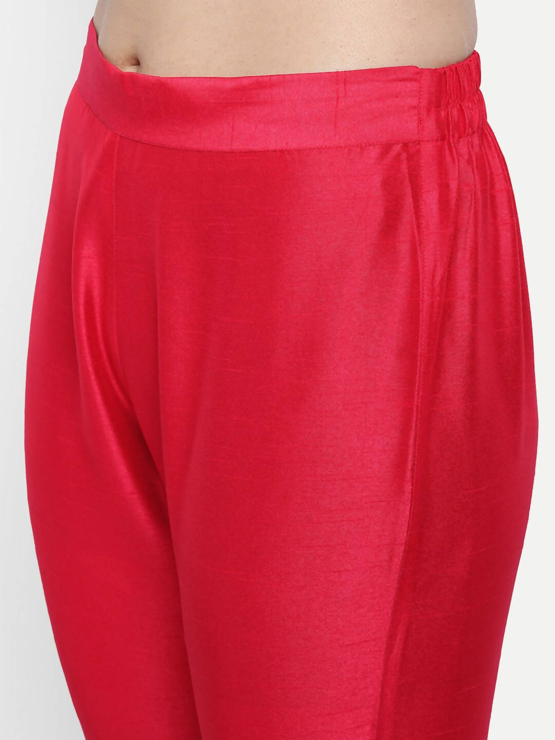 Janasya Women Pink Kurti with Trousers & Dupatta
