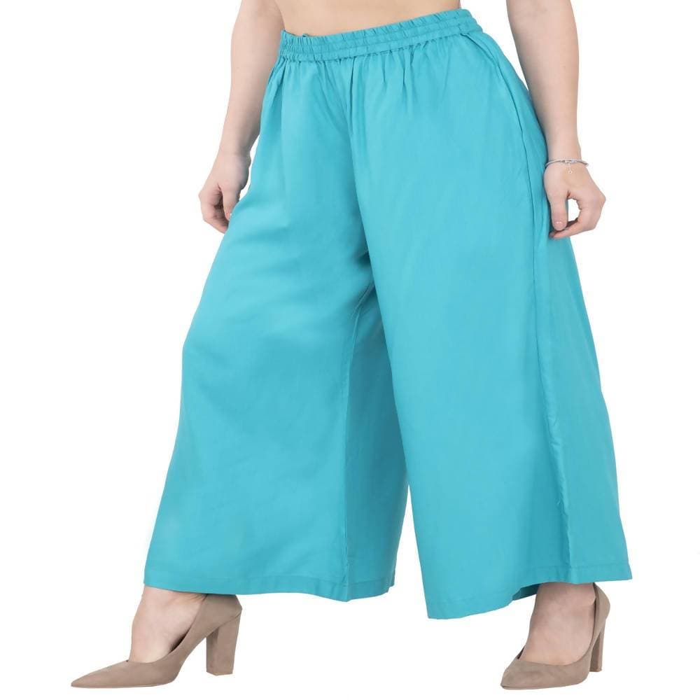 Lagi Women's Turquoise Blue Solid Palazzo (PLZ04H) 
