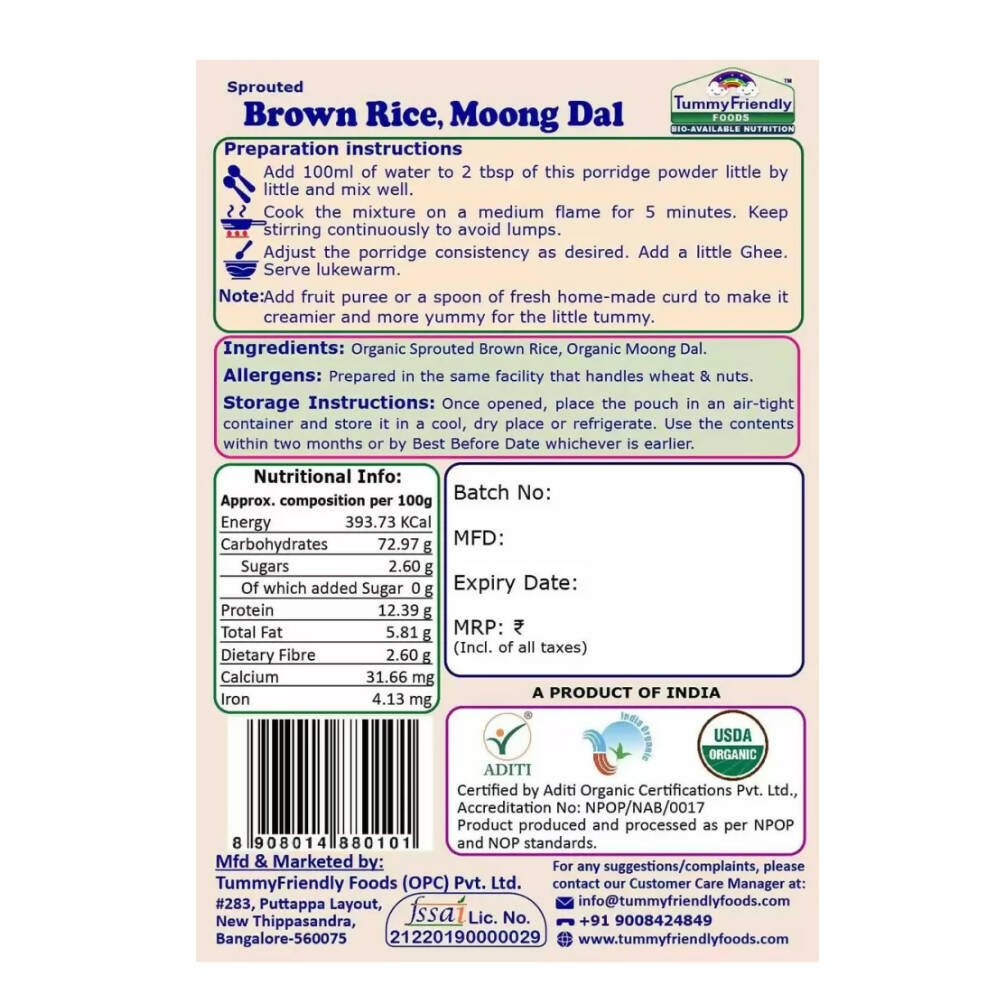 TummyFriendly Foods Certified Brown Rice Porridge Mixes - Stage1, Stage2, Stage3  Grab2Buy TummyFriendly Foods Grab2Buy