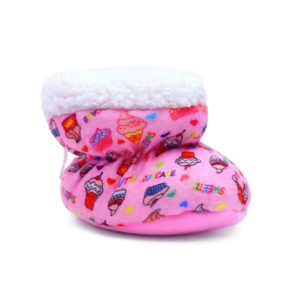 Tiny Bugs Unisex Printed Winter Booties - Pink  Grab2Buy Tiny Bugs Grab2Buy
