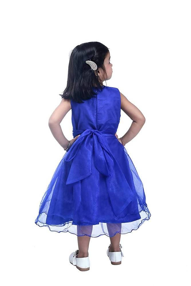 Asmaani Baby Girl's Blue Color Satin Knee Length Frock (AS-DRESS_22143) - Grab2buy