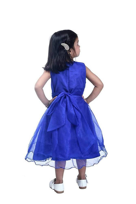 Asmaani Baby Girl's Blue Color Satin Knee Length Frock (AS-DRESS_22143) - Grab2buy