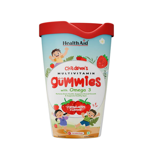 HealthAid Children's Multivitamin Gummies with Omega 3 Gummies - Strawberry Flavour - Grab2buy