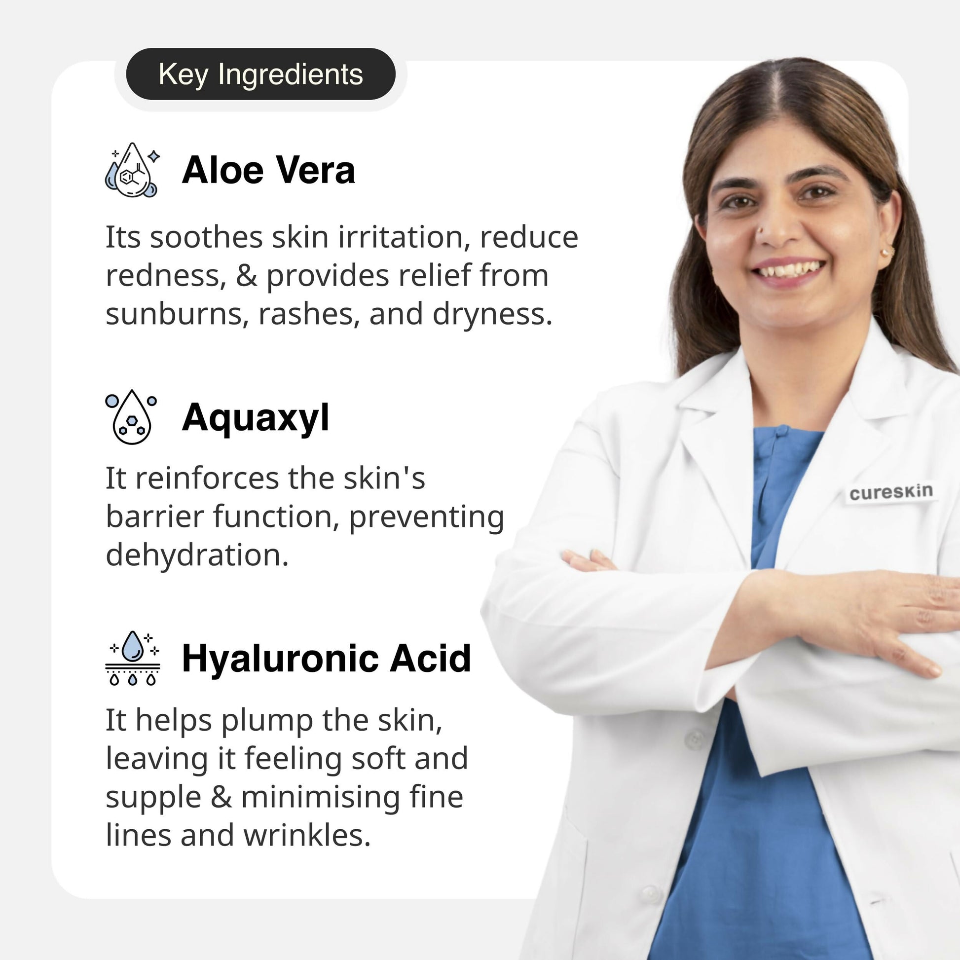 Cureskin Hydration Gel with Hyaluronic Acid, Aquaxyl, Aloe 