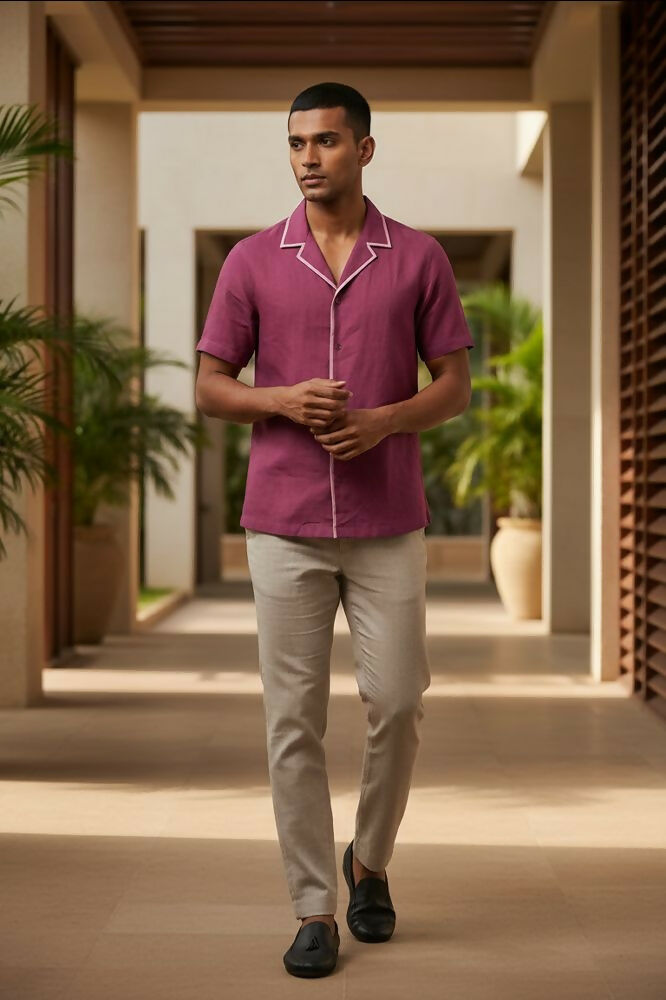 Sundown — Burgundy Linen Shirt by Hilo Design