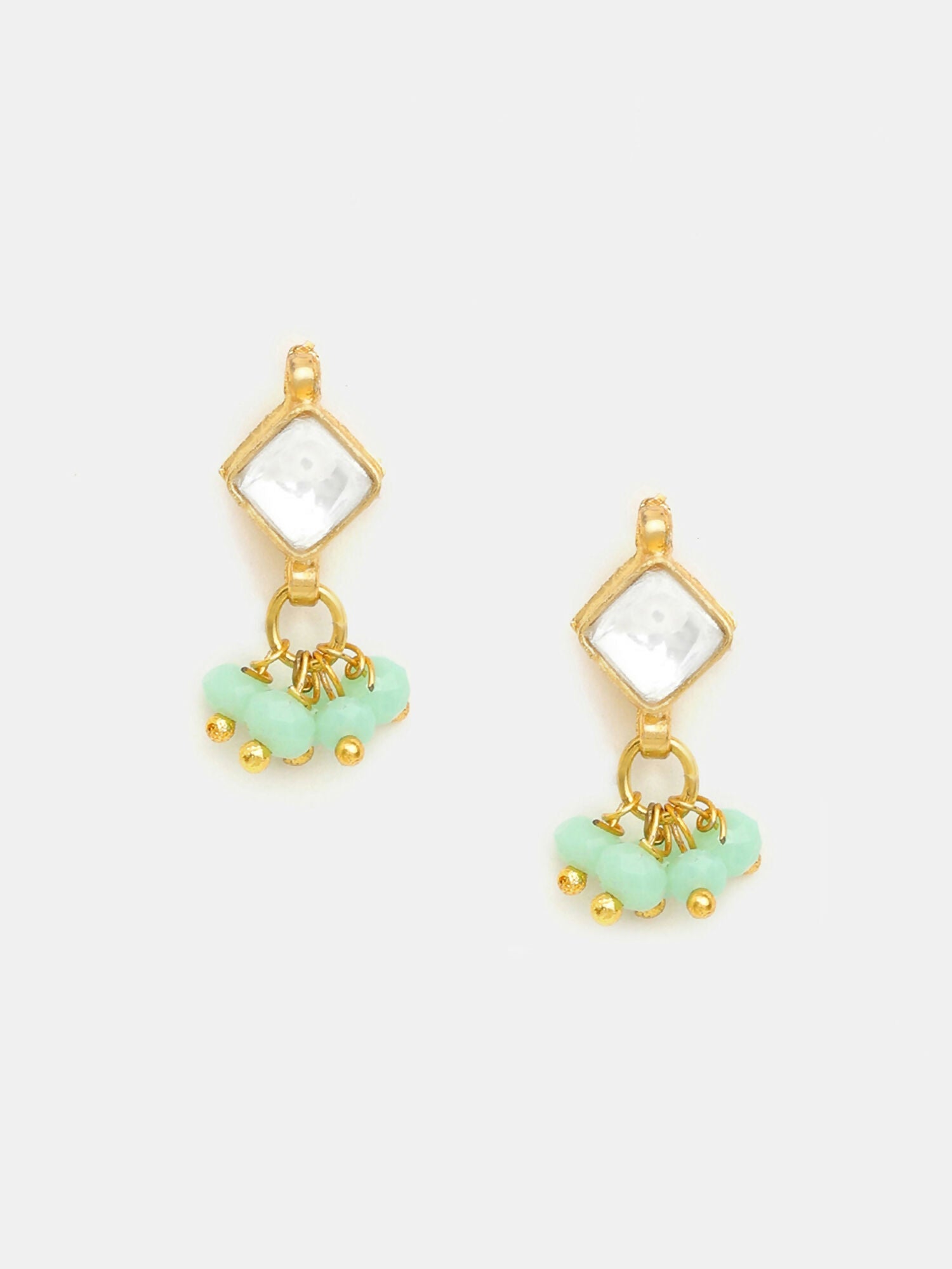 Ruby Raang Set Of Pastel Green Maang Tikka And Earrings