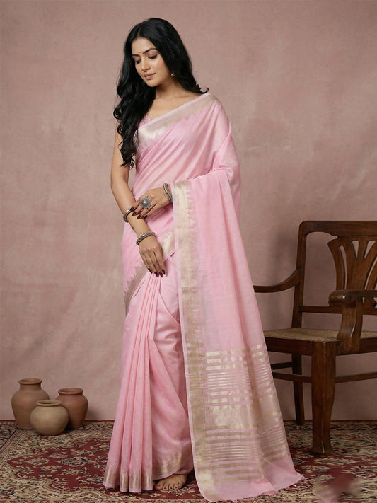 Shree Shyam Fashion Light Pink Cotton Saree