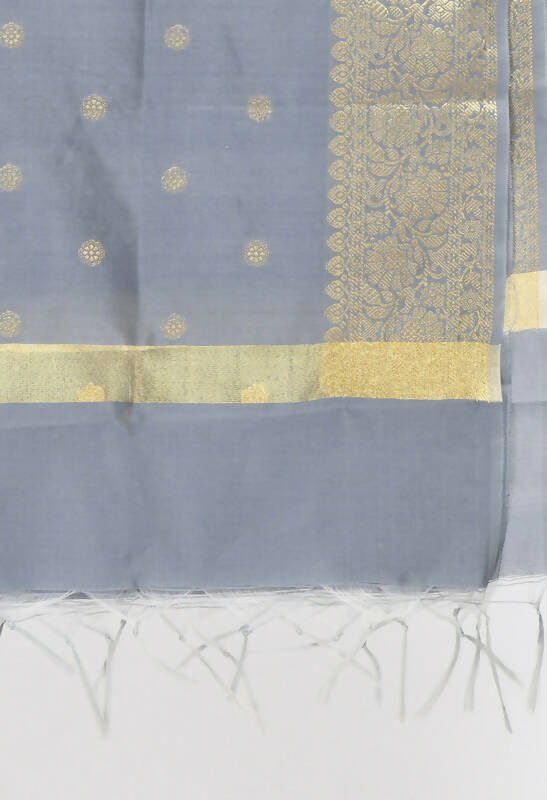 Mominos Fashion Moeza Women's Banarsi Silk Woven Design Grey Dupatta 