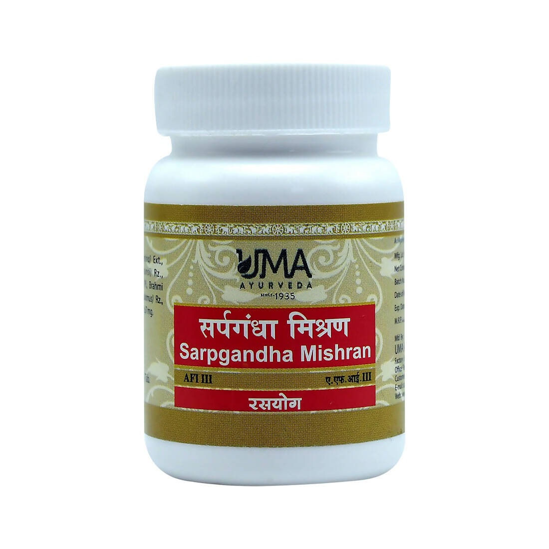 Uma Ayurveda Sarpgandha Mishran Tablets 