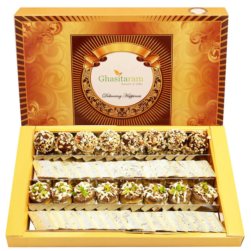 Ghasitaram Assorted Box Pure Kaju Katlis, Dryfruit Sweets 