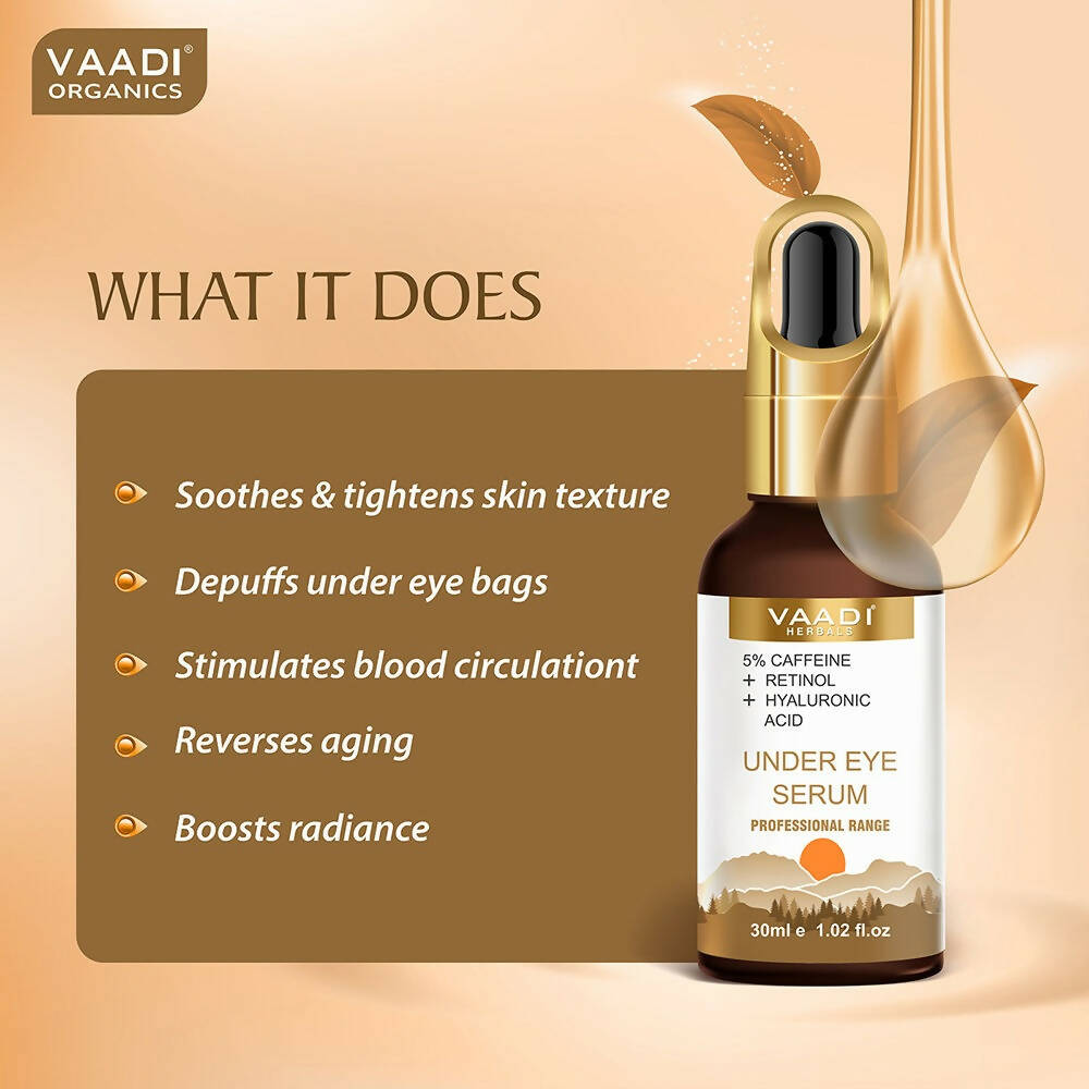 Vaadi Herbals Under Eye Serum With 5% Caffeine & Retinol & Hyaluronic Acid, Reduce Dark Circles, Reverse Aging  Grab2Buy Vaadi Herbals Grab2Buy