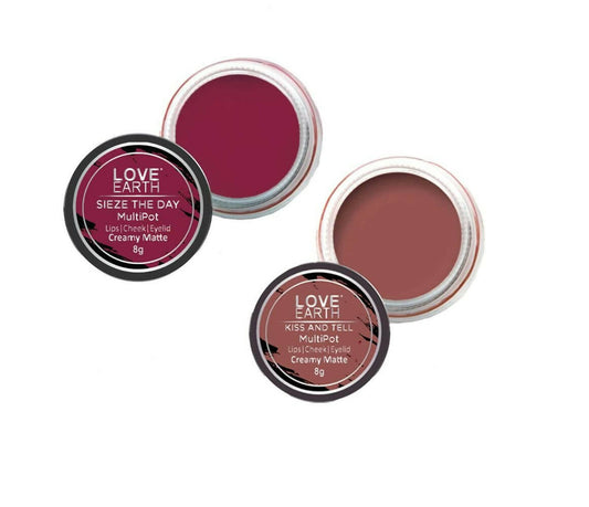 Love Earth Lip Tint & Cheek Tint Multipot Combo (Rose Pink & Mauvish Pink) - Distacart
