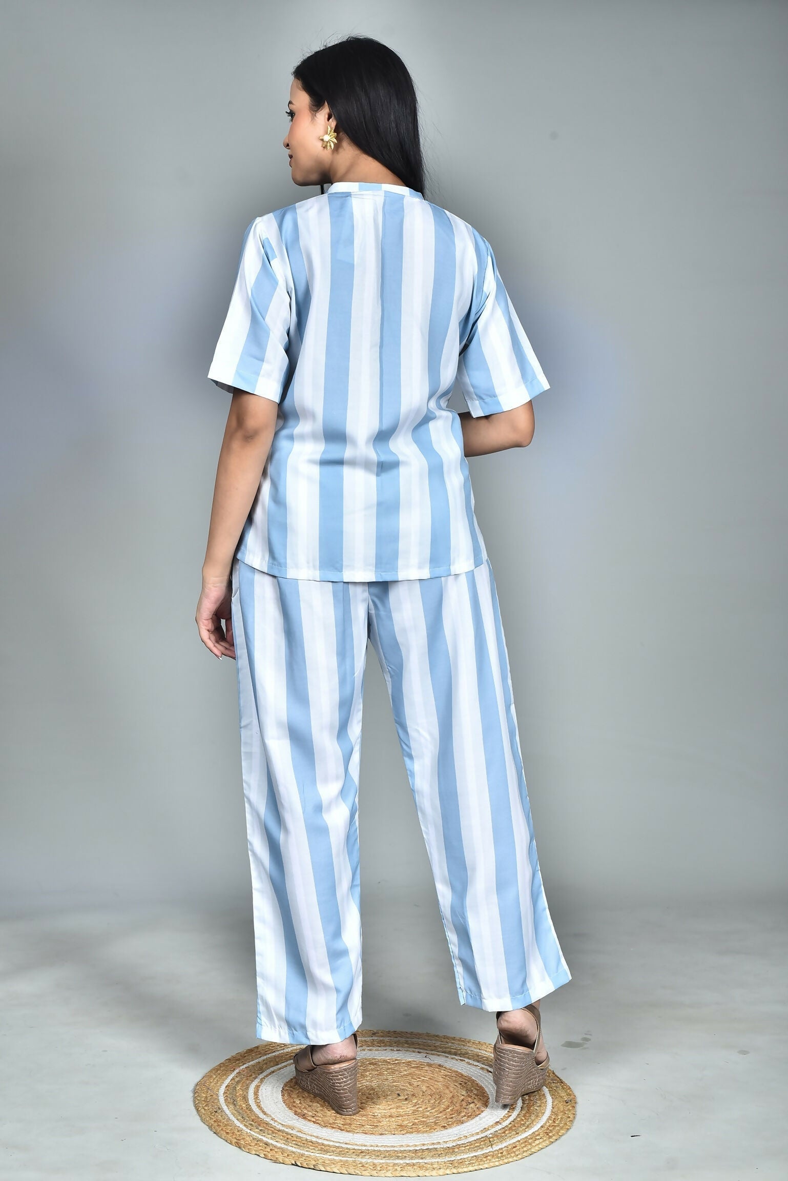 Morchari Digital Print Semi Muslin Co-Ord Set Top & Trouser-Multicolor 