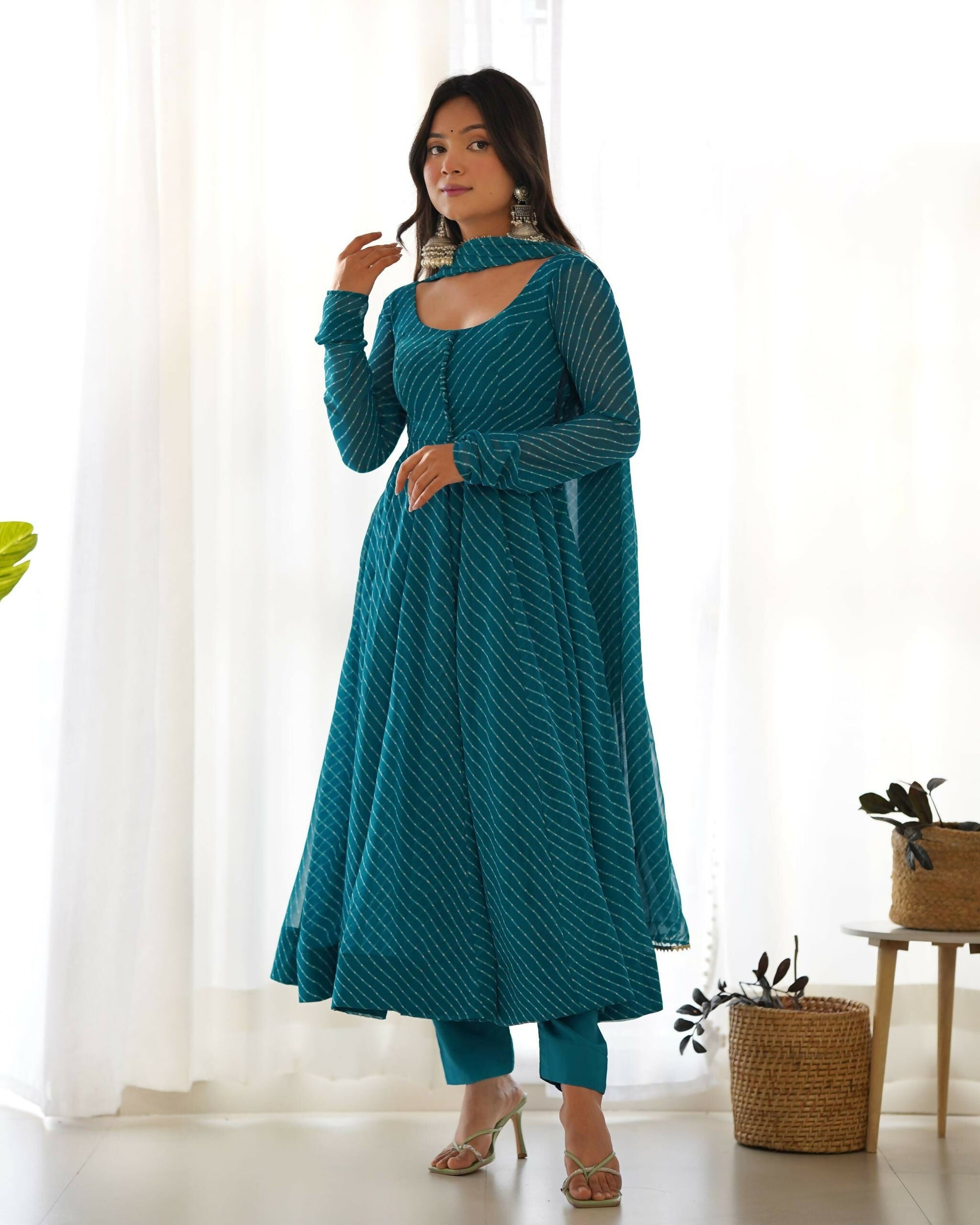 Lehenga Mart Designer Anarkali Suit With Kurta, Pant, Dupatta For Women-Rama