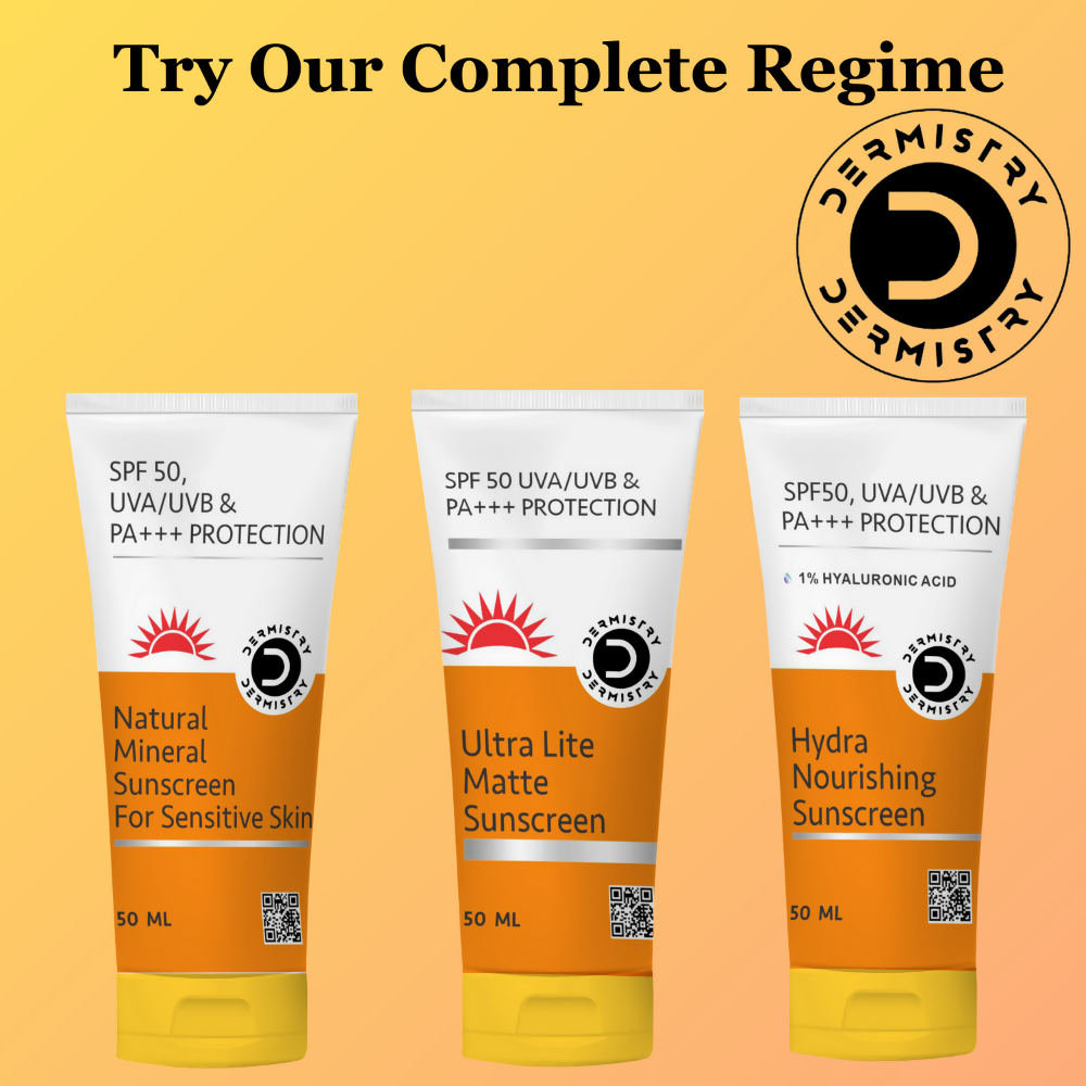 Dermistry 1% Hyaluronic Acid Ultra Hydrating Sunscreen for Dry Skin SPF 50 UVA UVB PA+++ Protection 