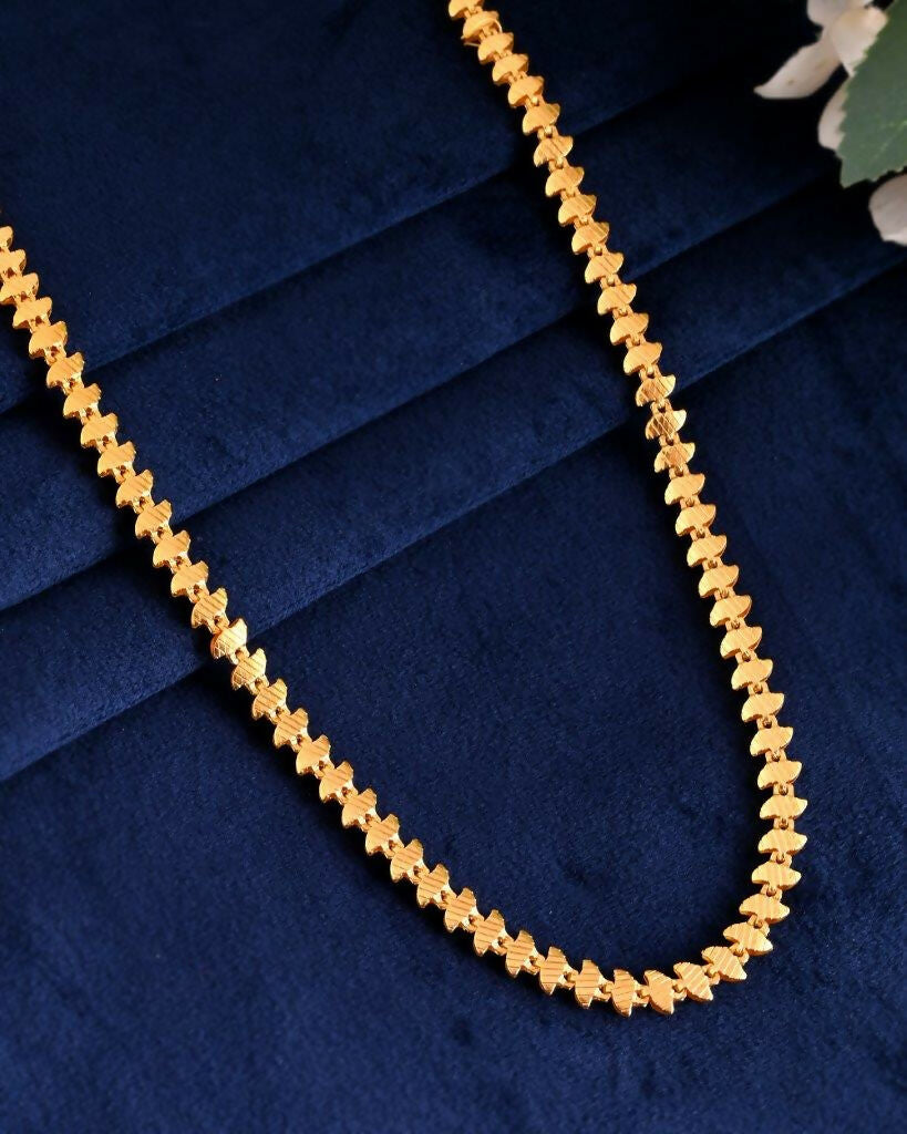 VOJ Gold-Polished Designer Leaf Shaped Chain For Men 