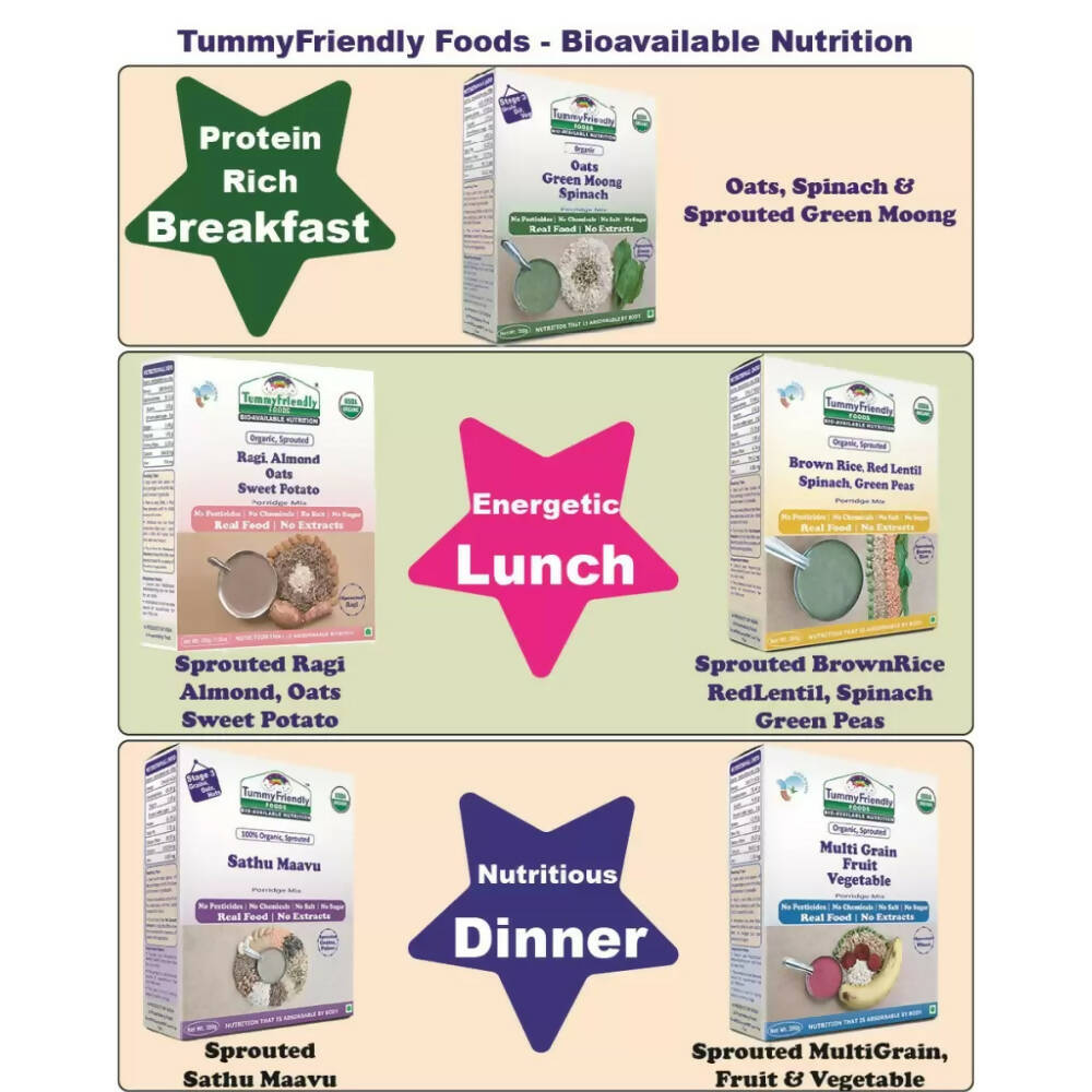 TummyFriendly Foods Organic Certified Stage3 Sprouted Porridge Mixes - 5 Packs  Grab2Buy TummyFriendly Foods Grab2Buy