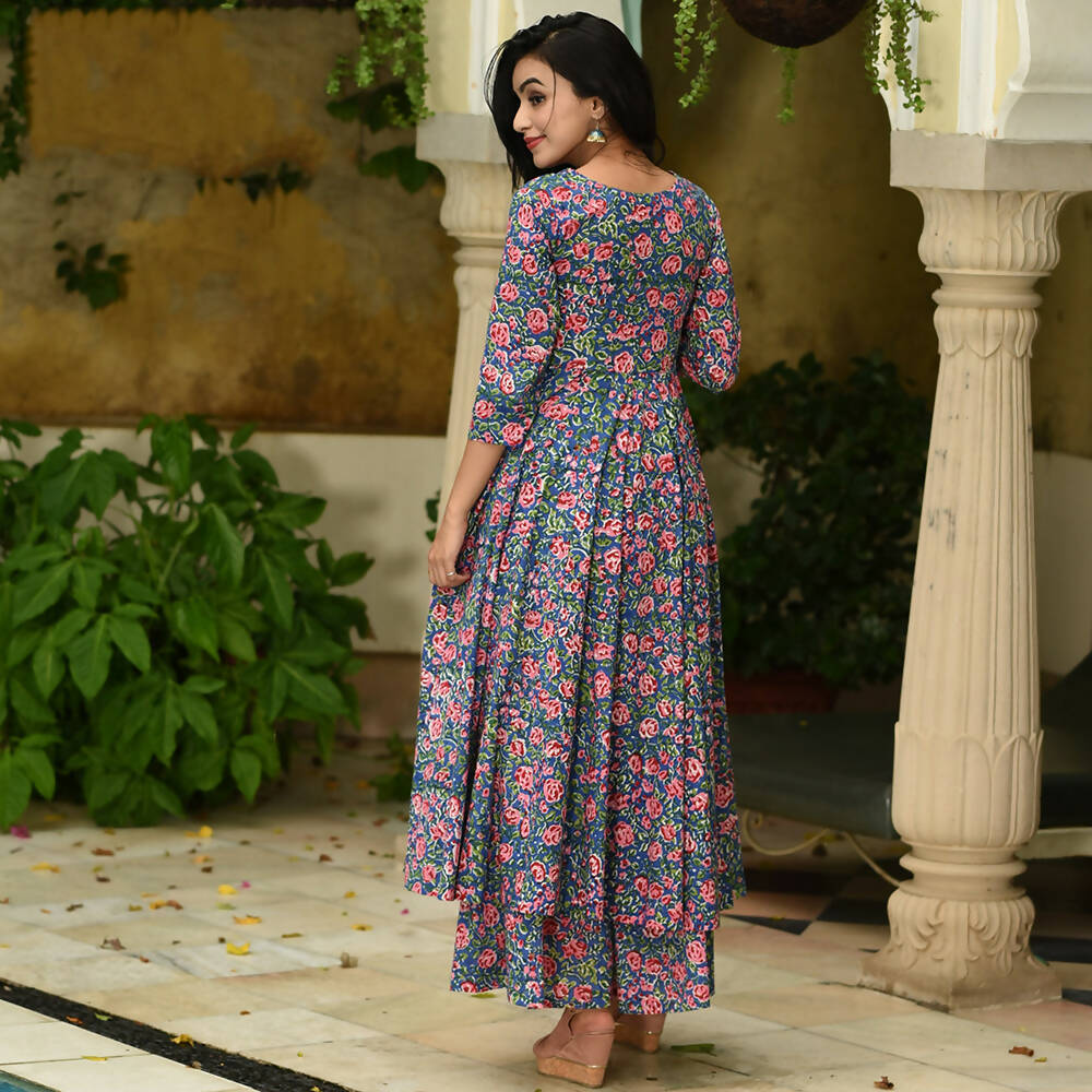 PartyWear Designer Blue and Pink Pure Maslin Palazzo Suit - Anbazaar - Grab2buy