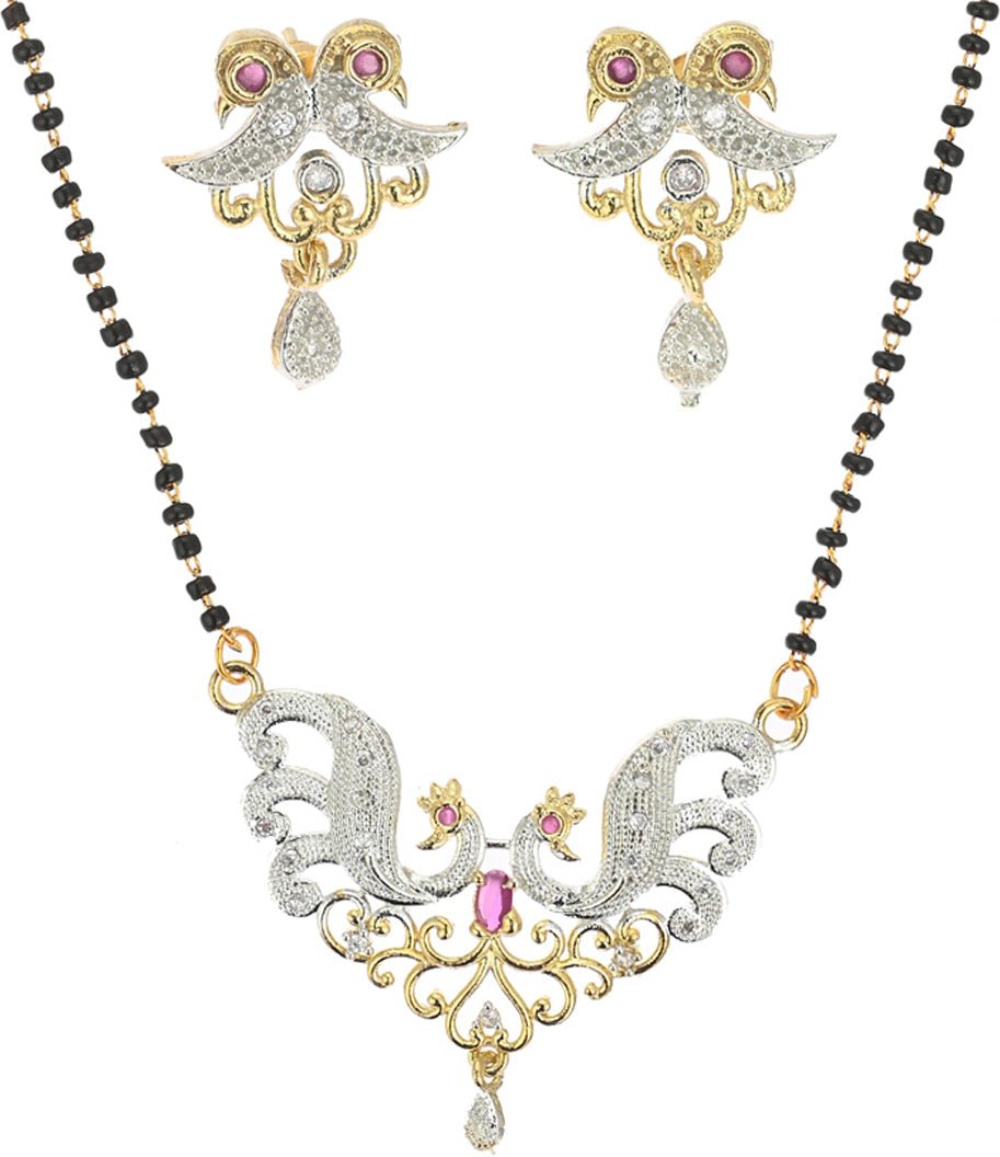 AanyaCentric Ad Short Mangalsutra Set Pendant with Earrings Golden  Grab2Buy AanyaCentric Grab2Buy