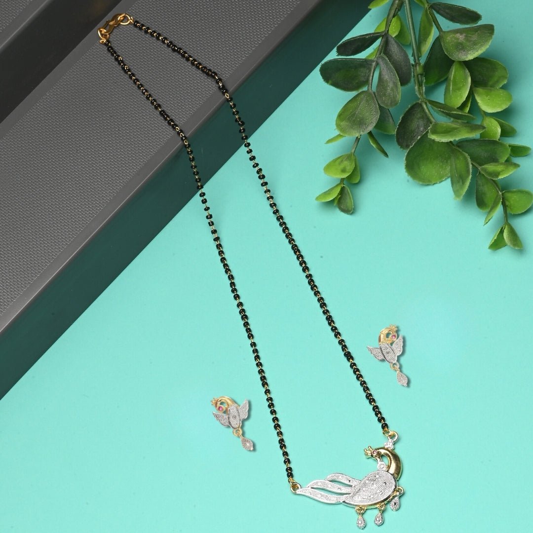 AanyaCentric Ad Short Mangalsutra Set Pendant with Earrings Golden  Grab2Buy AanyaCentric Grab2Buy