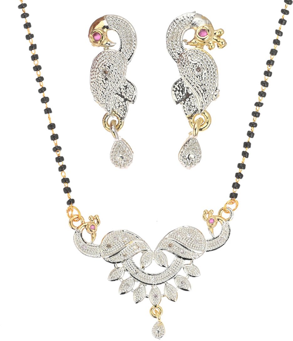 AanyaCentric Ad Short Mangalsutra Set Pendant with Earrings Golden  Grab2Buy AanyaCentric Grab2Buy