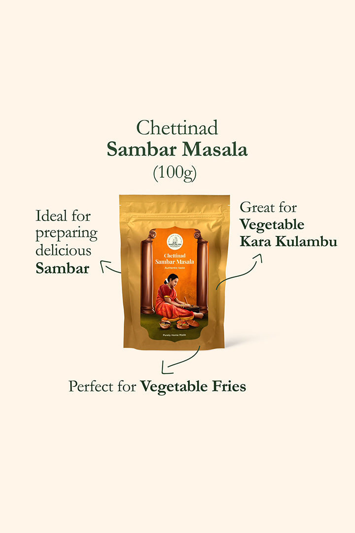 Narchuvai Foods Chettinad Combo (Chettinad Sambar Masala + Karaikudi Curry Masala + Dindigul  Biryani Masala)