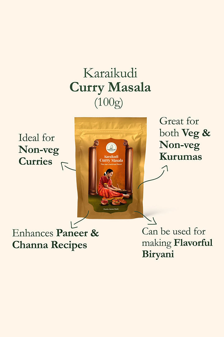 Narchuvai Foods Chettinad Combo (Chettinad Sambar Masala + Karaikudi Curry Masala + Dindigul  Biryani Masala)