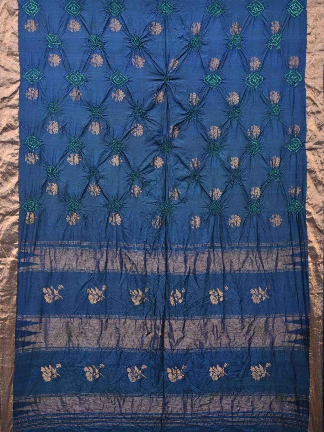Navy Bandhani Uppada Silk Handloom Grab2Buy with Nilambari Buta Design - Global Threads 