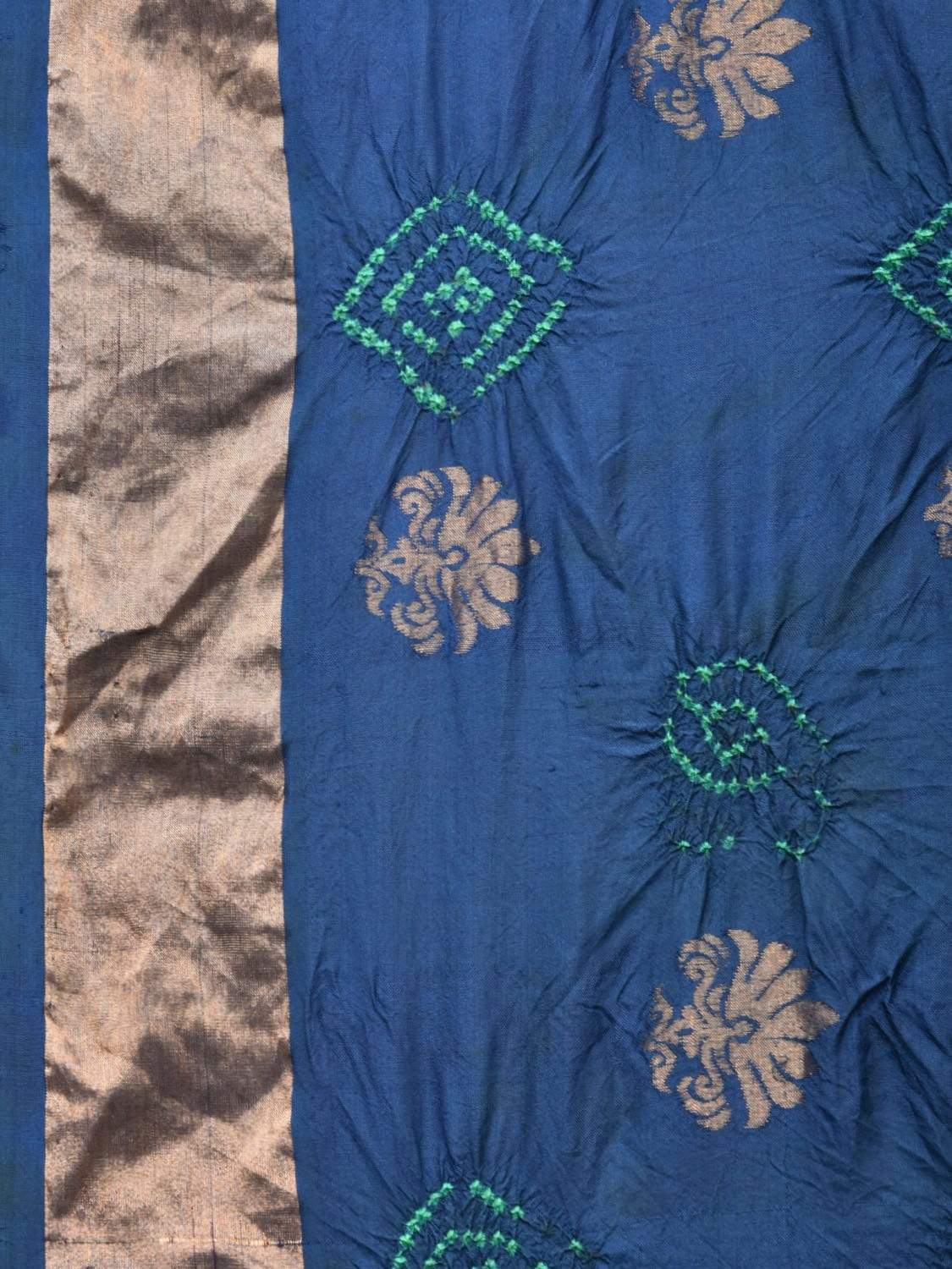 Navy Bandhani Uppada Silk Handloom Grab2Buy with Nilambari Buta Design - Global Threads 