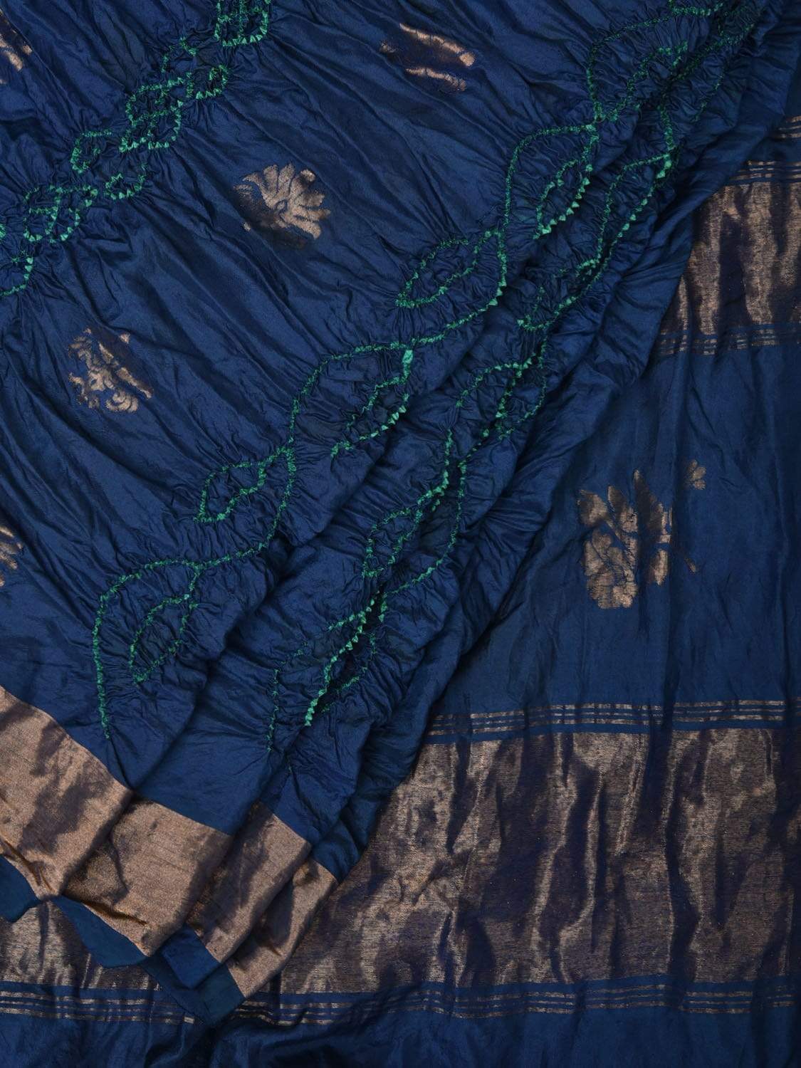 Navy Bandhani Uppada Silk Handloom Grab2Buy with Nilambari Buta Design - Global Threads 