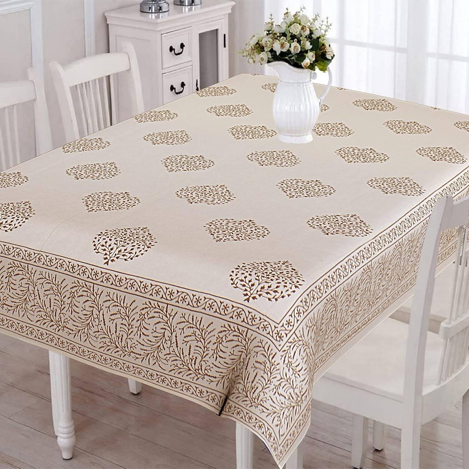 Urbano Homz Table Cloth for 6 Seater Dining Table - Cream  Grab2Buy Generic Grab2Buy