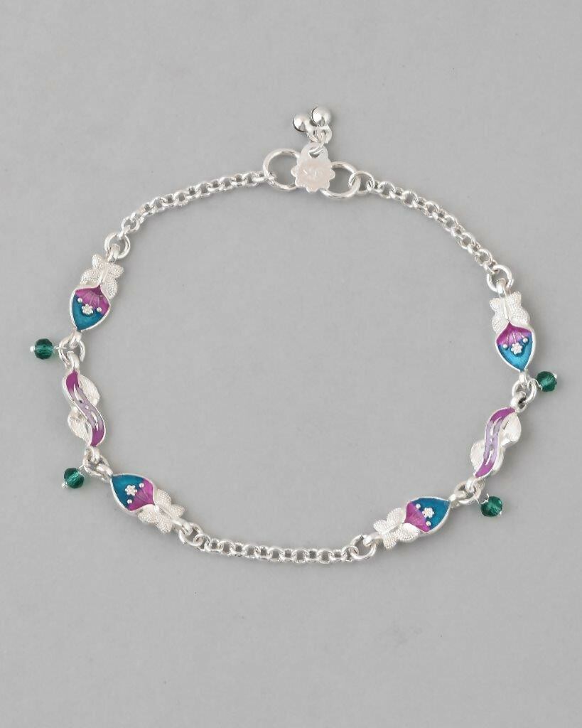 VOJ Set of 2 Stone Studded Mutli Color Designer Anklet 