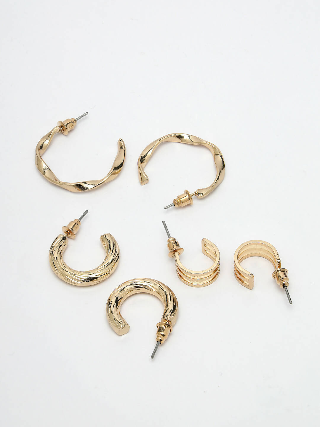 NVR Women's Set of 3 Gold-Polished Hoop Earrings 