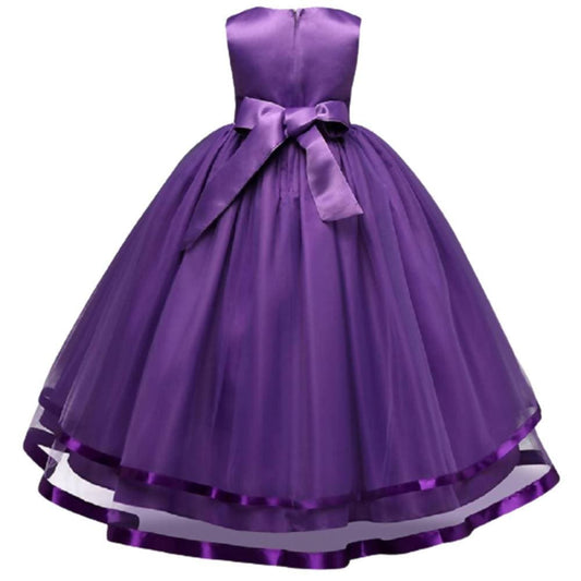 Asmaani Baby Girl's Purple-Color Satin A-Line Maxi Full Length Dress (AS-DRESS_22066) - Grab2buy