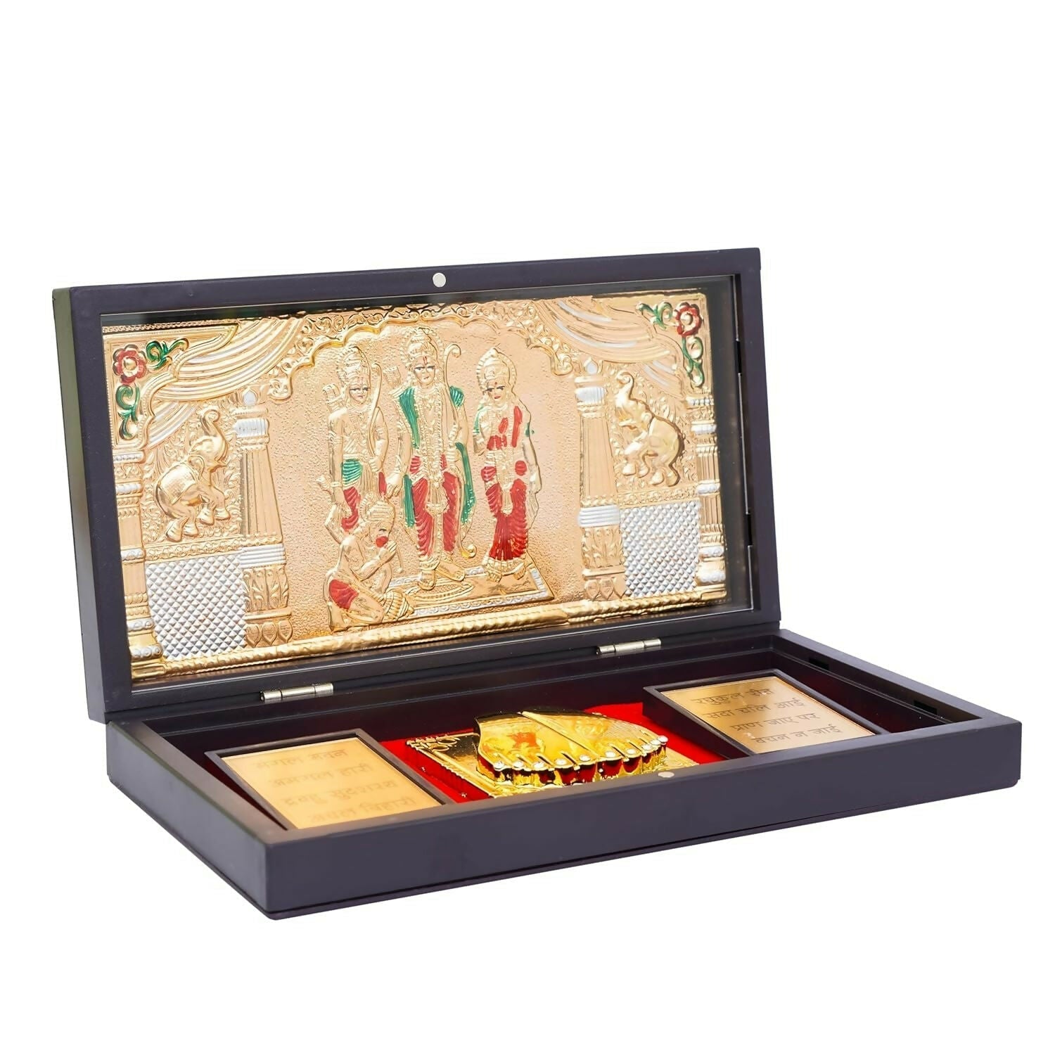 Naitik Creation Lord Ram Darbar Gold-Polished Photo Frame With Charan Paduka 
