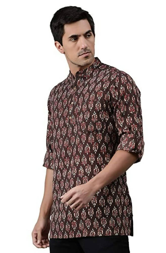 Janasya Men's Brown Cotton Kurta