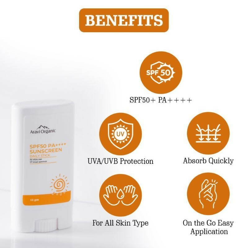 Aravi Organic SPF 50+ Daily Sunscreen Stick 