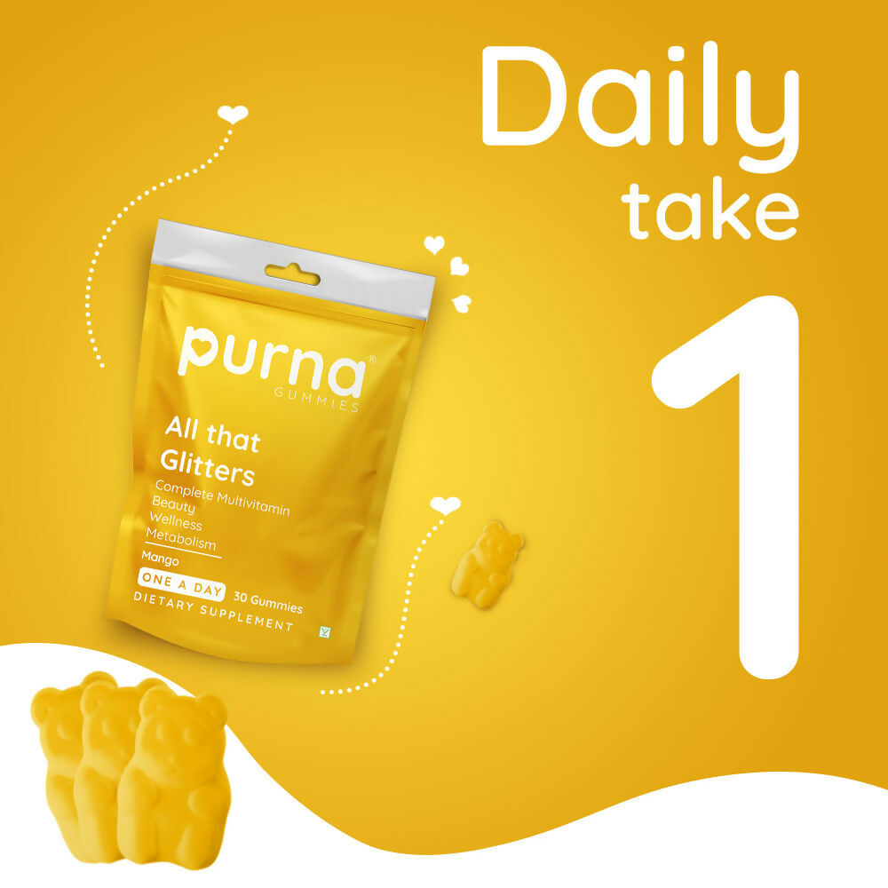 Purna Gummies Multivitamin Mango Gummies with Vitamins & Minerals 