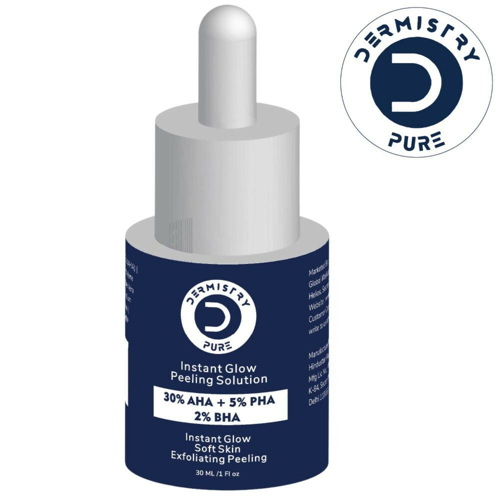 Dermistry Pure 30% AHA 5% PHA 2% BHA Peeling Exfoliating Solution Instant Bright Glow Fairness Serum 