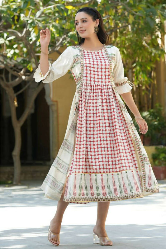 Juniper Women Ivory Rayon Printed A-Line Dress - Grab2buy